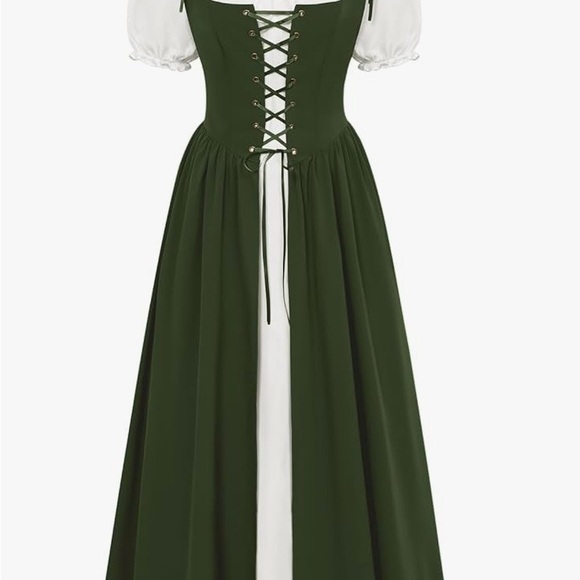 Olive Green Lace-Up Dress - Picture 3 of 4